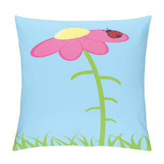 Personality  Cute Ladybug On Pink Flower Pillow Covers