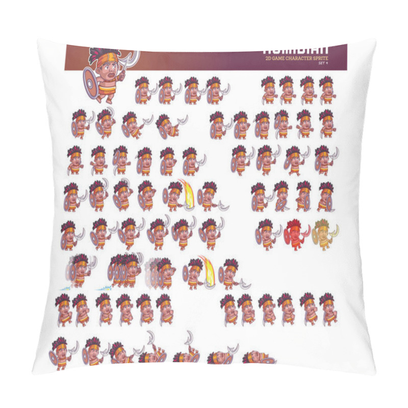 Personality  Vector Illustration of Numidian Warrior Cartoon Game Character Animation Sprite pillow covers