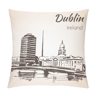 Personality  Dublin Liffey Liberty Hall And The Spire Of Dublin. Ireland.  Pillow Covers