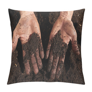 Personality  Farmer Man Hands Dirty On Substratum Of Urban Garden Orchard Pillow Covers