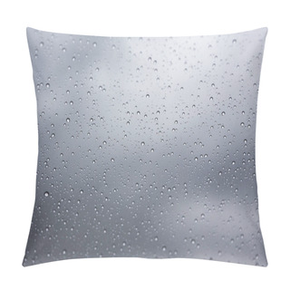 Personality  Rain Drops On Car Window Glass And Rain Clouds Background Pillow Covers