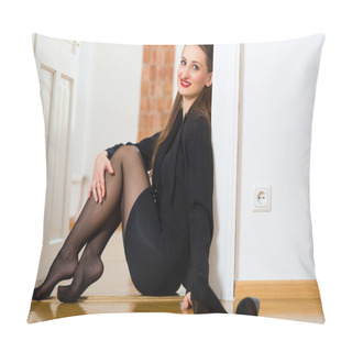 Personality  Woman Using Internet For Online Dating  Pillow Covers