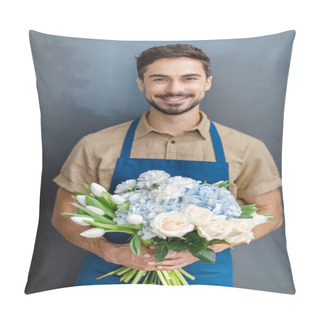 Personality  Handsome Florist With Flowers Pillow Covers