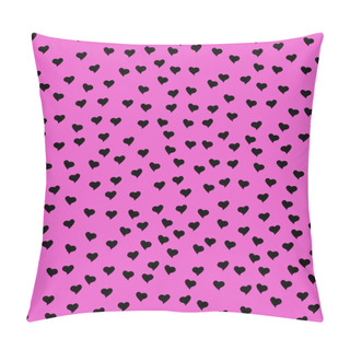 Personality  Seamless Pattern With Tiny Black Hearts. Abstract Repeating. Cute Backdrop. Hot Pink Background. Template For Valentine's, Mother's Day, Wedding, Scrapbook, Surface Textures. Vector Illustration. Pillow Covers