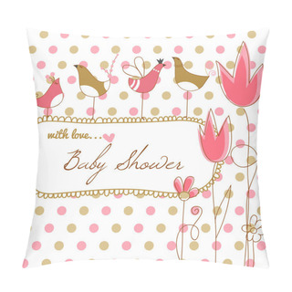 Personality  Baby Girl Shower With Pink Flowers And Birds Pillow Covers