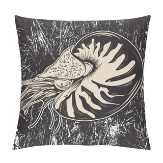 Personality  Vector Hand Drawn Illustration Of Shellfish Nautilus In Realistic Style. Pillow Covers