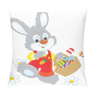 Personality  Easter Bunny With A Basket Of Eggs Pillow Covers