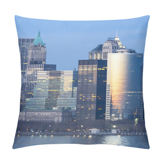 Personality  Manhattan Financial District Cityscape Pillow Covers