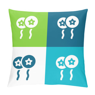 Personality  Balloons With Star Flat Four Color Minimal Icon Set Pillow Covers