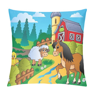 Personality  Country Scene With Red Barn 2 Pillow Covers
