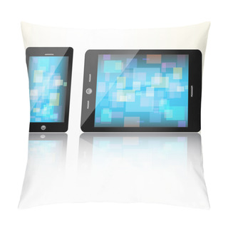 Personality  Black Tablet Mini And Smart Phone On White Background Pillow Covers