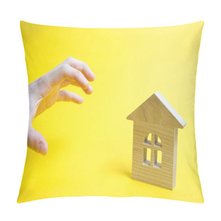 Personality  The Hand Is Trying To Seize The House Property Real Estate. Thre Pillow Covers
