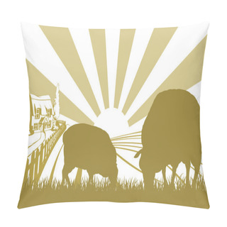 Personality  Sheep In Farm Field Scene Pillow Covers