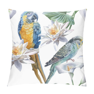 Personality  Seamless Pattern With Flowers And Birds. Pillow Covers