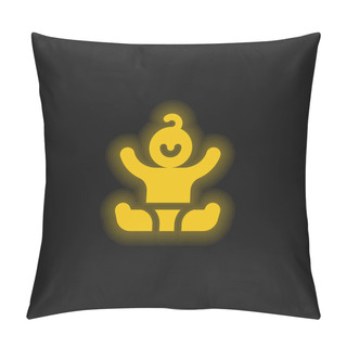 Personality  Baby Yellow Glowing Neon Icon Pillow Covers