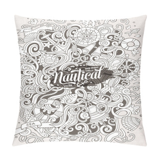 Personality  Cartoon Vector Nautical Doodle Illustration Pillow Covers