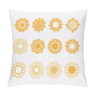 Personality  Set Of Sun Symbol Or Sunflower Vector Logo Design Template Concept Isolated On White Background Pillow Covers