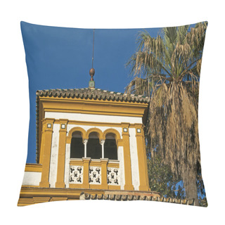 Personality  Spain: View Of The Alleys And The Palaces Of The Barrio De Santa Cruz, The Primary Tourist Neighborhood Of Seville And The Former Jewish Quarter Of The Medieval City Pillow Covers