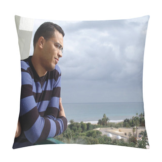 Personality  Tunisian Man Watching The Ocean Pillow Covers