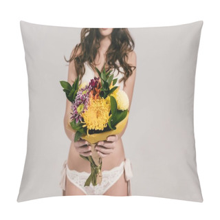 Personality  Girl In Lingerie Holding Flowers Pillow Covers