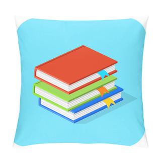 Personality  Isometric Flat Book Icon Pile Vector Illustration Icon Symbol Pillow Covers