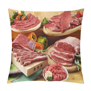 Personality  Assorted Raw Beef Meat Pillow Covers