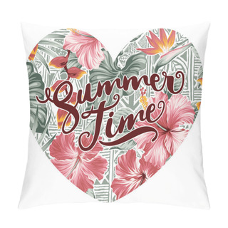 Personality  Summer Time Hearth With Hawaiian Motifs Background Pillow Covers