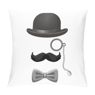 Personality  Vintage Gentleman Set In Black And Grey Colors Pillow Covers