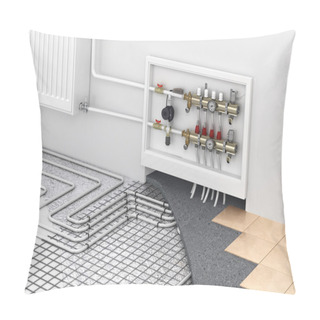 Personality  Underfloor Heating With Collector And Radiator In The Room. Conc Pillow Covers