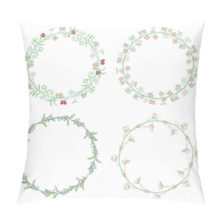 Personality  Wreaths, Branches, Laurels With Herbs, Plants And Flowers Pillow Covers