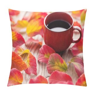Personality  Cup Of Coffee On Wooden Table Pillow Covers