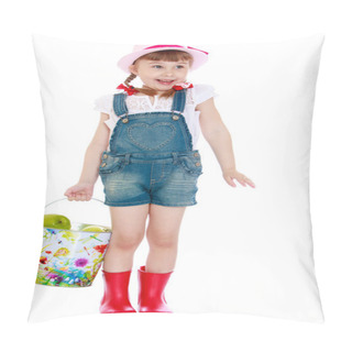Personality  Girl With Basket Of Apples Pillow Covers