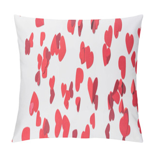 Personality  Seamless Pattern Of Red Hearts On White Background, Panoramic Shot Pillow Covers