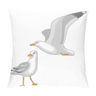 Personality  Flying And Walking Seagulls Pillow Covers