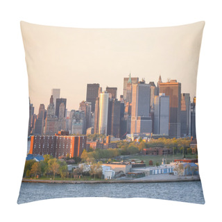 Personality  Manhattan Financial District And Governors Island Pillow Covers