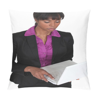 Personality  Business Professional Using A Laptop Pillow Covers