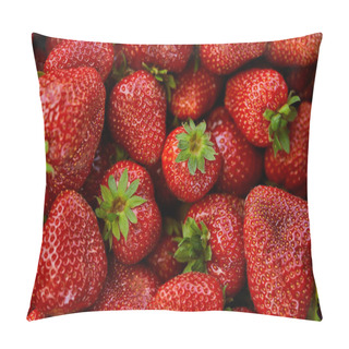 Personality  Top View Of Background With Red Fresh Strawberries Pillow Covers