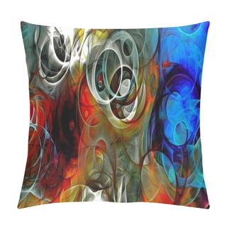 Personality  Abstract Psychedelic Background Colored Fractal Hotspots Arranged Circles And Spirals Of Different Sizes Digital Graphic Design Alchemy. Magic. Pillow Covers