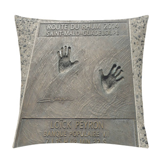 Personality  Saint Malo; France - July 28 2019 : Hand Print Of Navigator Pillow Covers