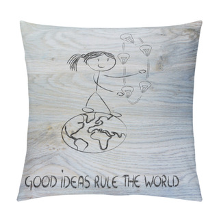 Personality  Ideas Can Change The World: Concept Of Innovation Pillow Covers