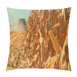 Personality  Combine Harvester Is Harvesting Corn Crops Pillow Covers