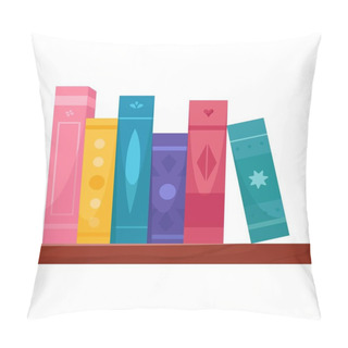 Personality  Vector Bookshelf With Books Vector Isolated Illustration On White Background Pillow Covers