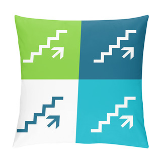 Personality  Ascending Stairs Signal Flat Four Color Minimal Icon Set Pillow Covers