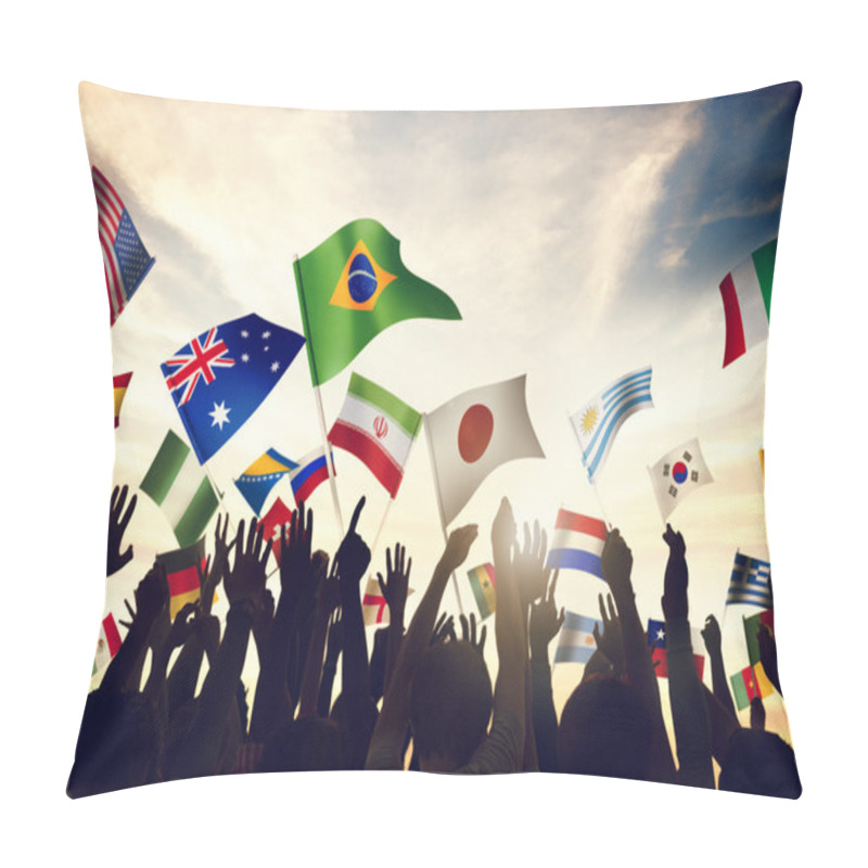 Personality  People Waving Flags in World Cup Theme pillow covers