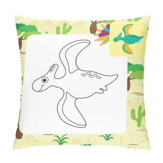 Personality  Cute Cartoon Dino Coloring Page Pillow Covers
