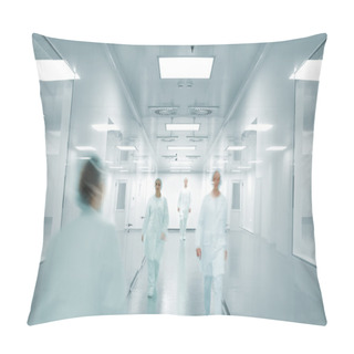 Personality  Scientists And Doctors At Modern Pharmaceutical Factory Pillow Covers
