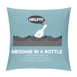 Personality  Message In A Bottle Floating In The Sea Vector Illustration Pillow Covers