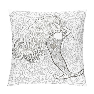 Personality  Patterned Illustration Of A Mermaid. Pillow Covers
