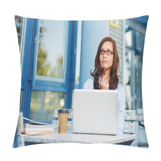 Personality  Woman Thinking Over A Subject Pillow Covers