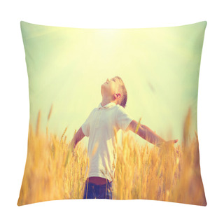 Personality  Little Boy On A Wheat Field Pillow Covers